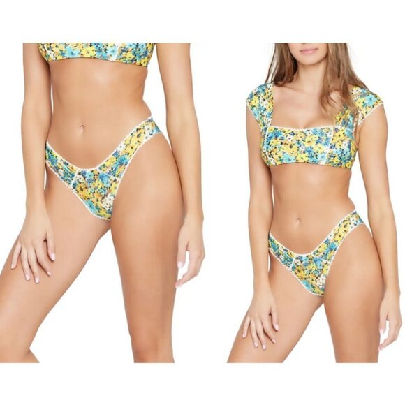 💕L*SPACE💕 Sol Classic Floral Bikini Bottoms ~ Daisy Diamond Print XS NWT - Picture 1 of 16